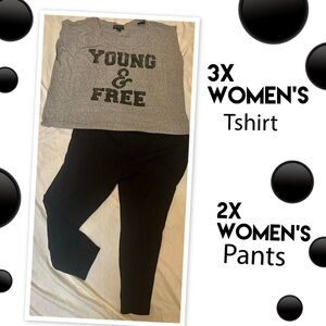 Forever 21 Heather Gray Tee and Black Leggings Set